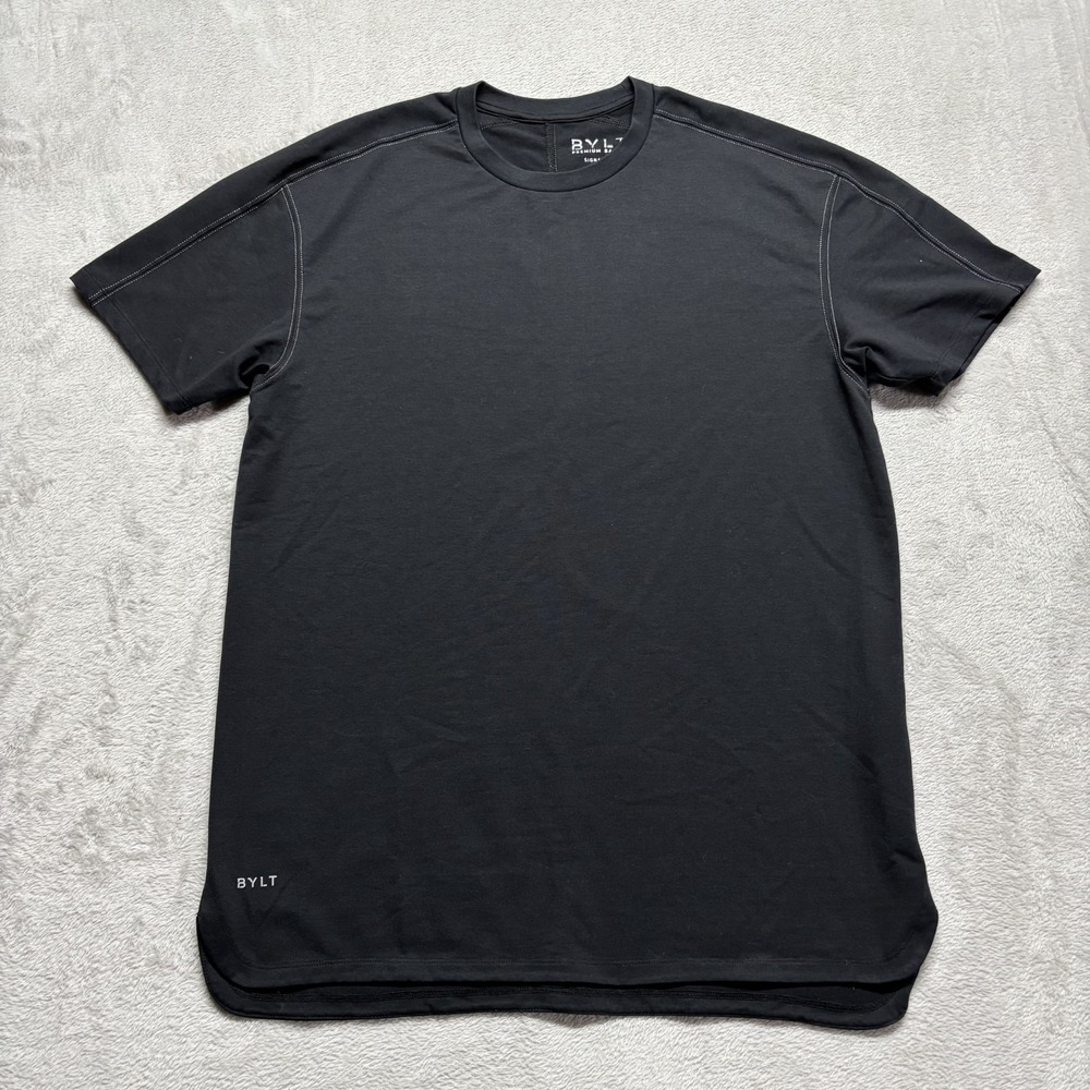 BYLT T Shirt Mens XL Black Drop Cut Signature Stitched Short Sleeve T-Shirt